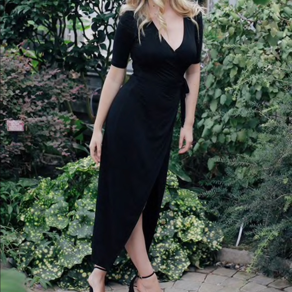 Wrap front midi dress